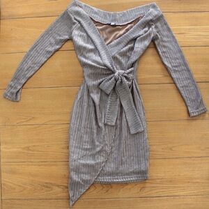 Fashion Nova Metallic Grey Wrapped Dress XS Preowned